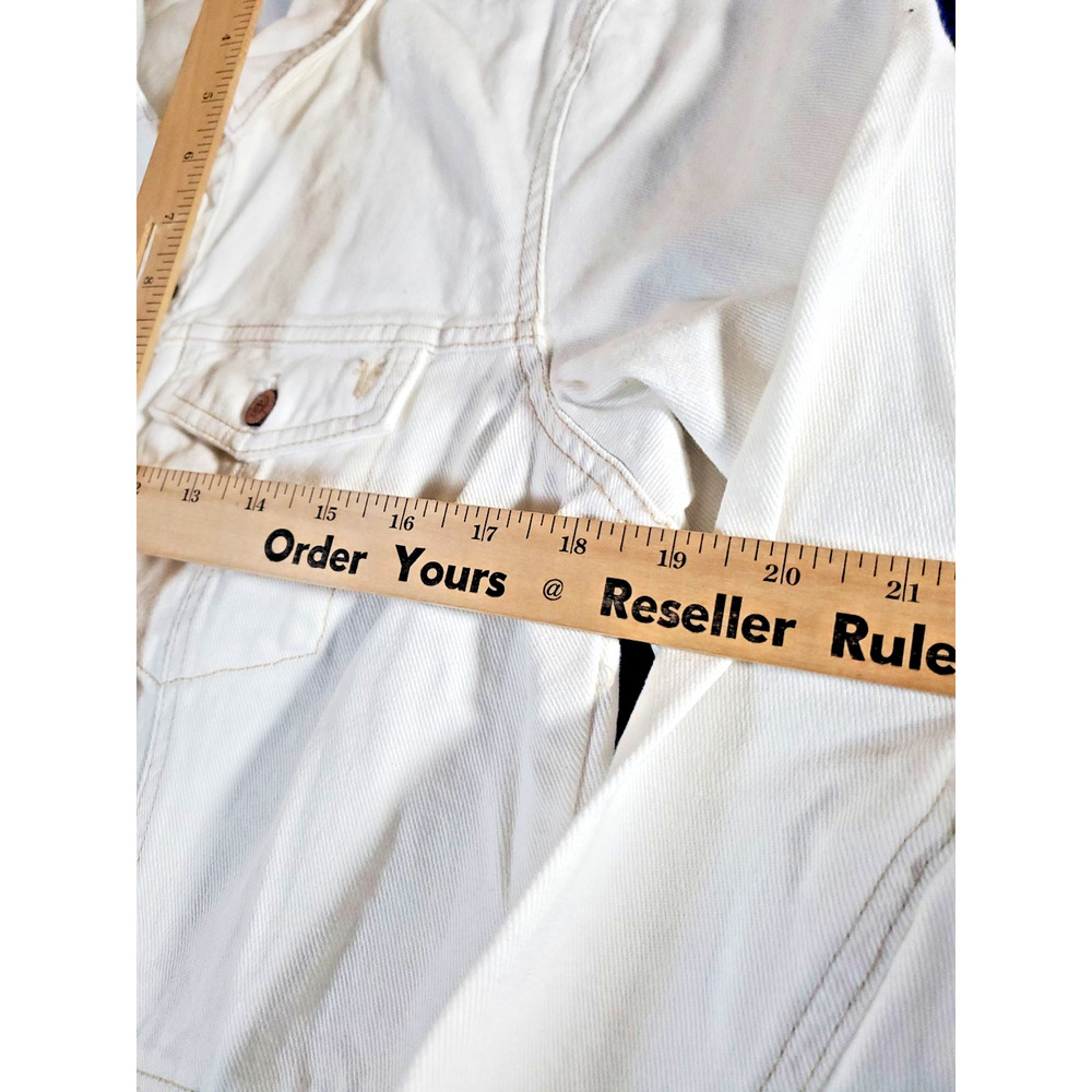 Frye Shirt Dress Women's Large White Denim Long Sleeve ButtonFront Tunic Pockets - Picture 9 of 16